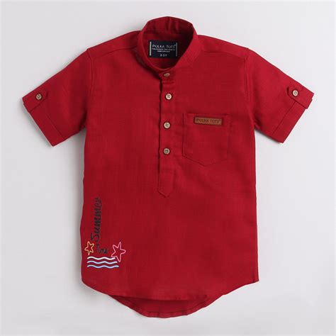 Polka Tots Half Sleeve Short Kurta Summer Time Print - Red – PolkaTots.in