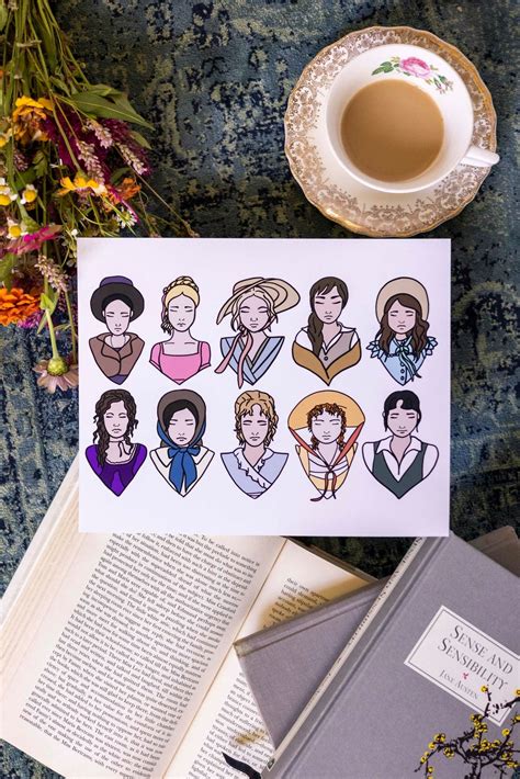 Jane Austen Heroines Print (unfinished Works)| Elizabeth & Jane Bennet ...