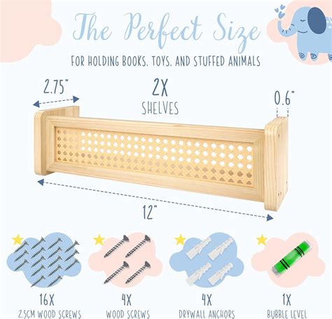 Buy 2 Set of Wall Bookshelf for Kids – Nursery Wall Shelves w/ Metal ...