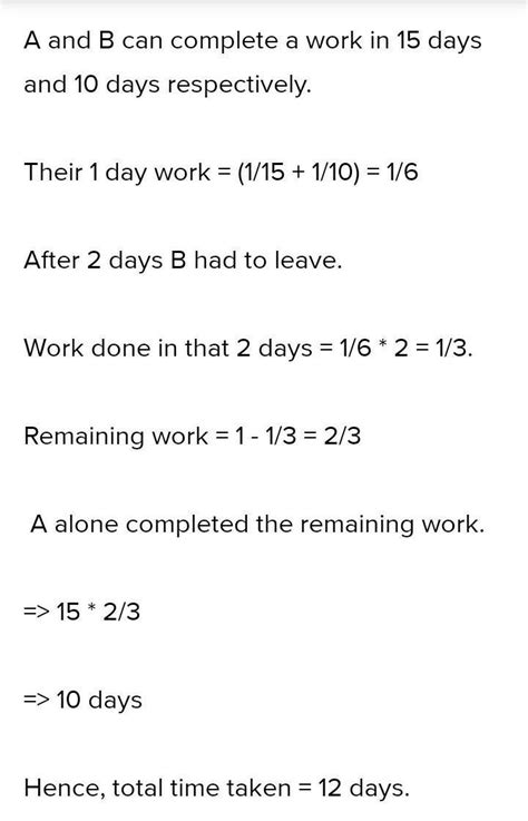 A can complete a work in 10 days and B can complete the same work in 15 ...