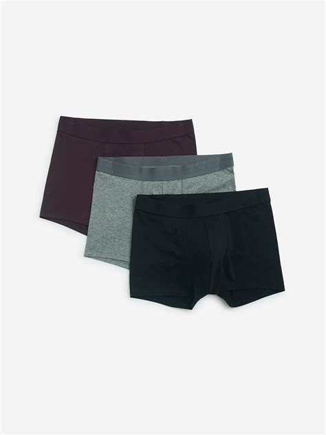 Buy WES Lounge Multicolour Cotton Trunks- Pack of 3 from Westside