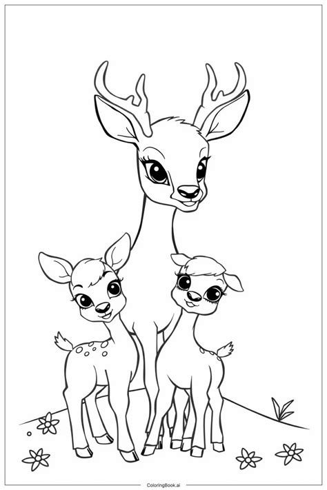 Forest Deer Family Coloring Page (Free PDF&PNG Printable)
