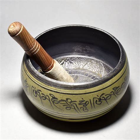 Indianshelf Brass Om Carved Tibetan Singing Bowl for Sound Therapy