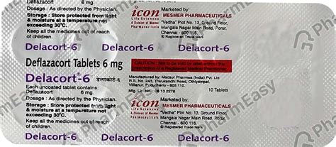 Delacort 6 MG Tablet (10): Uses, Side Effects, Price & Dosage | PharmEasy