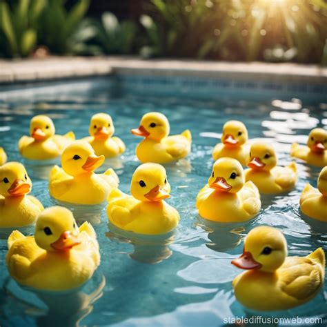 Yellow Ducks' Pool Party | Stable Diffusion Online