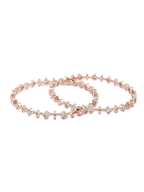 Contemporary American Diamond Rose Gold Bangles Set of 2 – Priyaasi