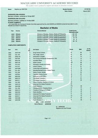 Image result for University Transcript Validated By