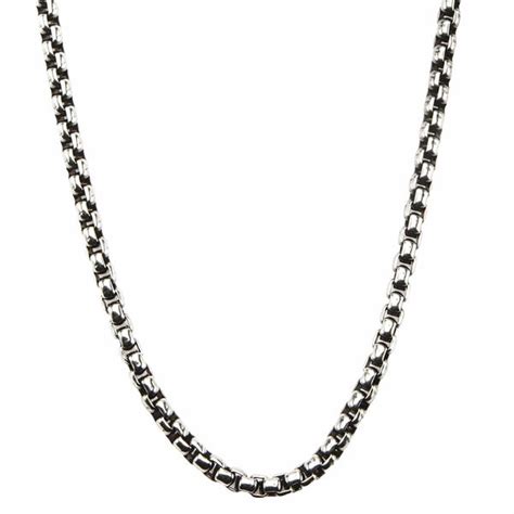 Buy Men's Silver Tone Stainless Steel 3mm Bold Box Chain Online - INOX ...