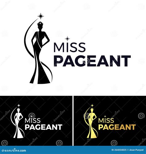 Miss Pageant Logo - Black White and Gold the Beauty Queen Pageant Wearing a Crown and Star Roll ...