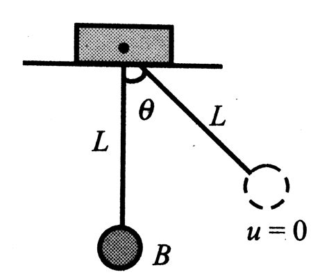 A small ball `B` of mass `m` is suspended with light inelastic string ...