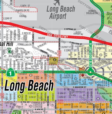 Long Beach Map WEST, Los Angeles County, CA - FILES - PDF and AI, edit ...