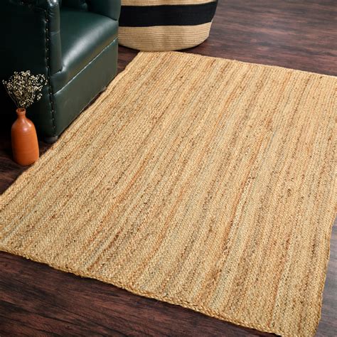 HOMEMONDE Large 4 x 6 Feet Area Rugs for Bedroom Natural Jute Handmade ...