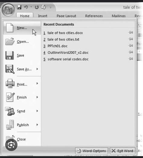 Which of the following commands allow you to create a new document ...