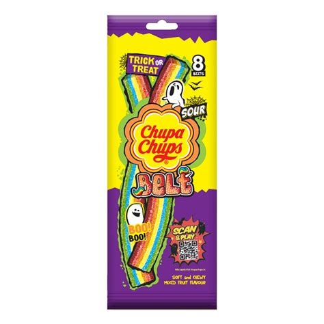 Chupa Chups Sour Belt, Mixed Fruit Flavour, Soft & Chewy Toffee, 8 Pc ...