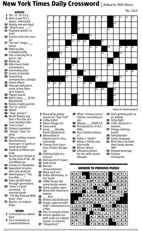 Ny Times Crossword Seattle Times - Easy Crossword Puzzles