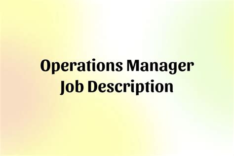 Image result for Operations Manager Job Description Sample
