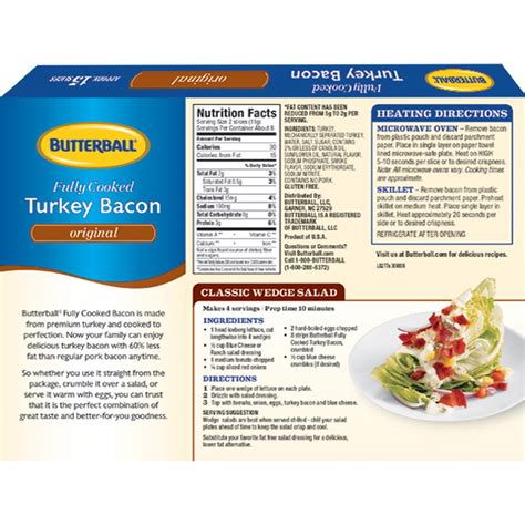 Butterball Every Day Original Fully Cooked Turkey Bacon 3 oz | Shipt