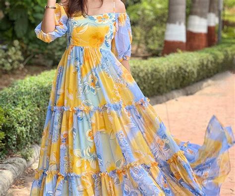 Vastranand Masha Yellow Floral printed Dress New Collection
