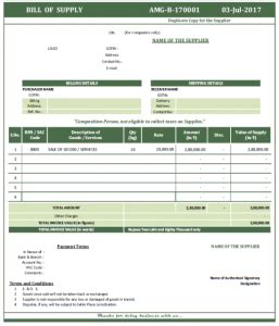 Formats of Tax Invoice and Bill of Supply as per GST Act