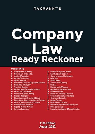 Buy Taxmann's Company Law Ready Reckoner – Topic-wise commentary on the ...