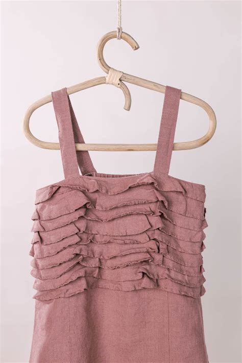 Shop Frill Yoke Frock for Girls | Linen Frock For Girls