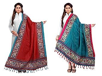 Buy RUNAYA NX Printed Art Silk DUPATTA(JOYA) PACK OF 2 at Amazon.in