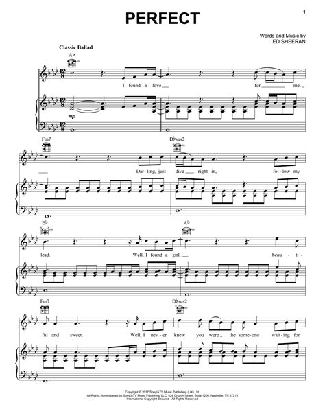 Ed Sheeran Perfect Sheet Music, Notes & Chords | Sheet music, Violin ...