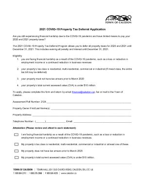 Fillable Online 2021 COVID-19 Property Tax Deferral Application Form ...