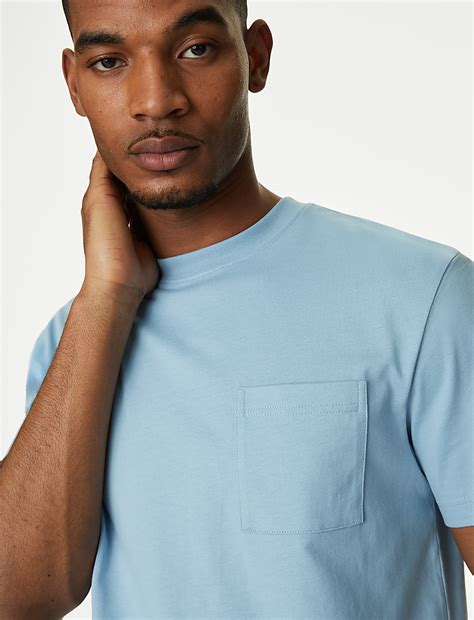 Buy Pure Cotton Midweight Pocket T-shirt at Marks & Spencer
