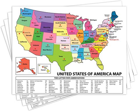 SSuperfinePrinting USA Educational Map Poster - State Capitals - for ...