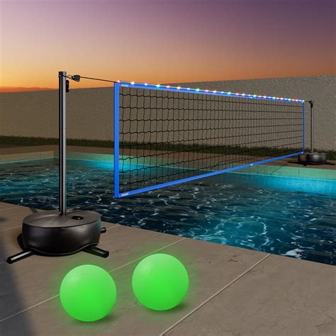 Haokelball Pool Volleyball Net Set 15ft-32ft Length Adjustable Poolside ...