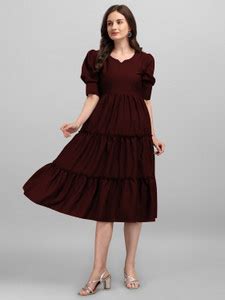 Arvy Women Layered Maroon Dress - Buy Arvy Women Layered Maroon Dress ...