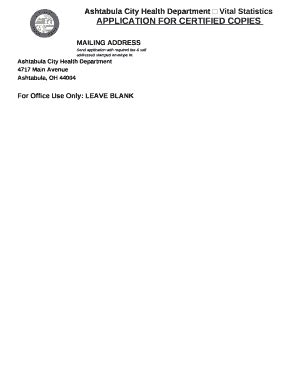 Ashtabula City Health Department Vital Statistics Doc Template | pdfFiller