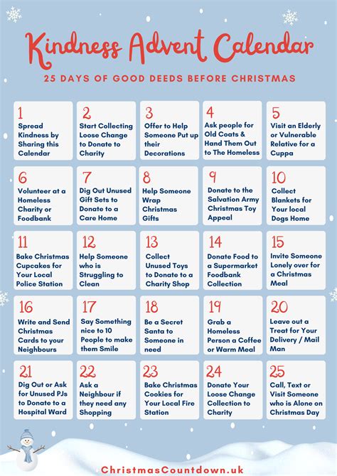 25 Random Acts Of Kindness Christmas Advent Calendar