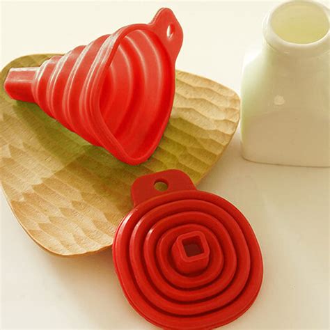 Top Chef Foldable Silicone Funnel for Kitchen, Food Grade (Red ...
