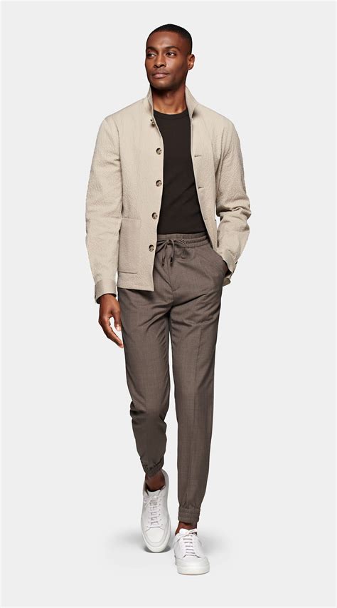 Light Brown Shirt-Jacket | Men fashion casual outfits, Mens light ...
