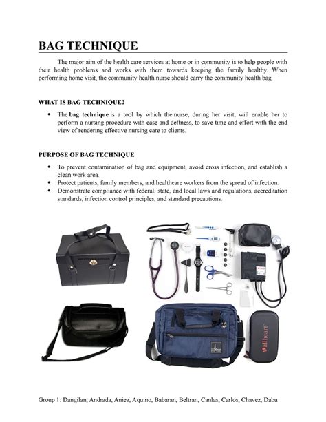 BAG Technique - foundation - BAG TECHNIQUE The major aim of the health care services at home or ...