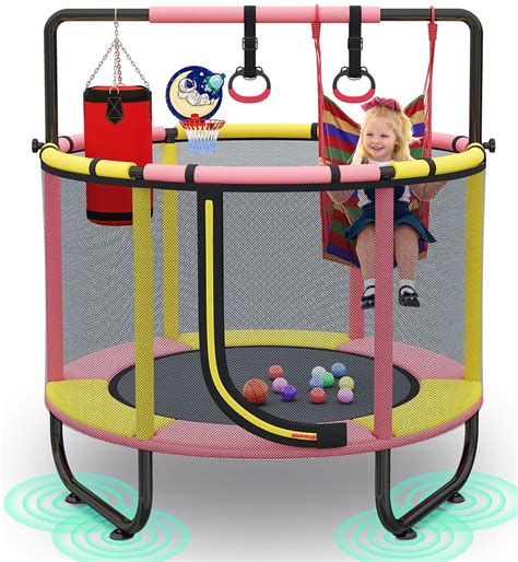 55'' Mini Trampoline for Kids, Small Toddler Trampoline with Enclosure ...