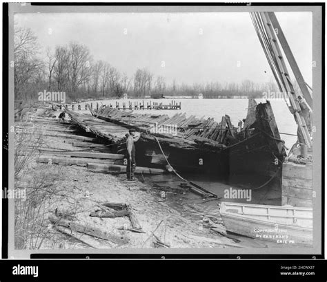 Remains at water's edge of U.S. Brig Niagara, flagship of Commodore ...