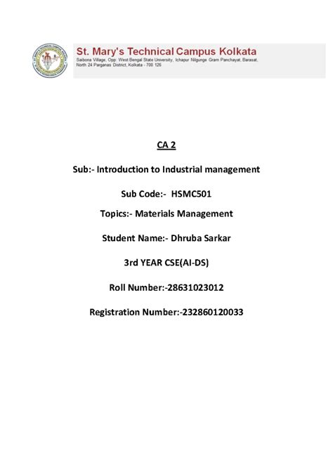 HSMC501 Final Exam Notes: Introduction to Materials Management - Studocu