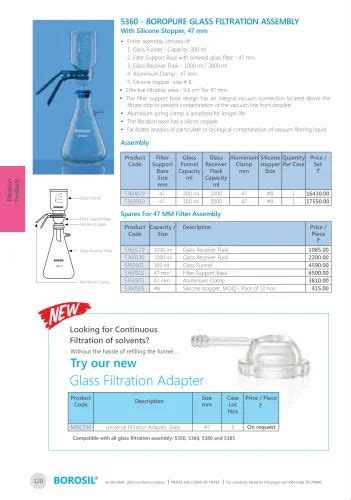 Filtration Products - Boropure Glass Filtration Assembly Trader ...