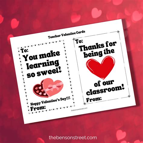 Free Printable Valentines Day Cards for Teacher from Student
