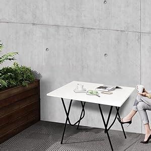Portable Folding Table, White Top with Black Metal Frame, 86 x 58 x 71 ...