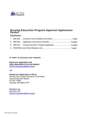 Fillable Online doh wa Application for Initial Approval of a Nursing ...