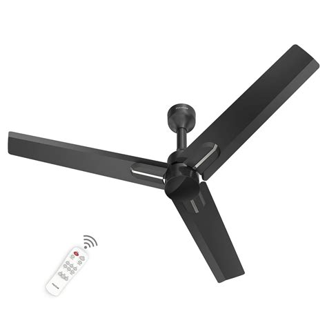 Polycab Wizzy Neo 1200mm 5-Star BLDC Ceiling fan | Matt Black Silver ...