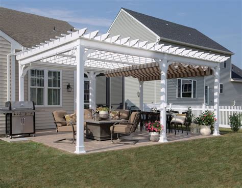 14' x 20' Traditional Pergola | All Weather White Vinyl, EZ Shade ...