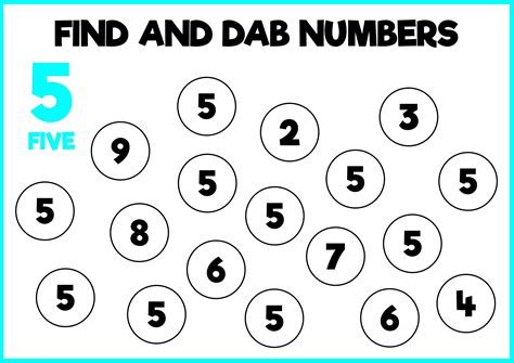 Kindergarten Dab a Number Worksheet - 5 Grafik Von Sarita_Kidobolt ...