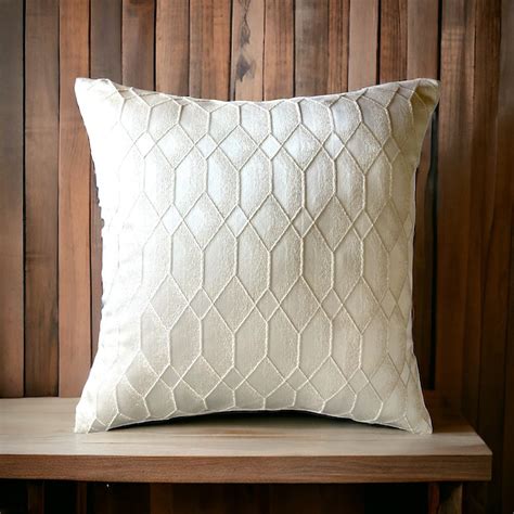 Decorative Chic Geometric Pattern Textured Cushion Cover – Porcelain Sheer