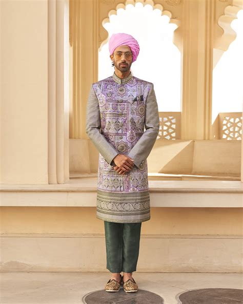 Lilac Printed Indowestern Sherwani Set – AJRAMAR FASHIONS PVT LTD