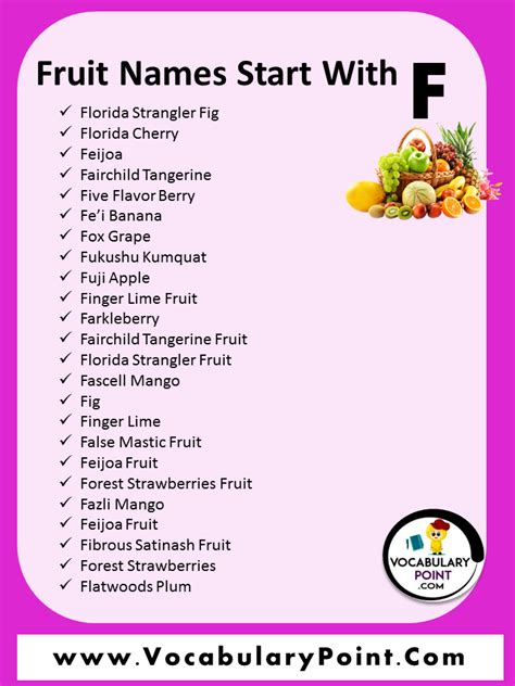 Fruits Starting with F (Properties and Pictures) - Vocabulary Point
